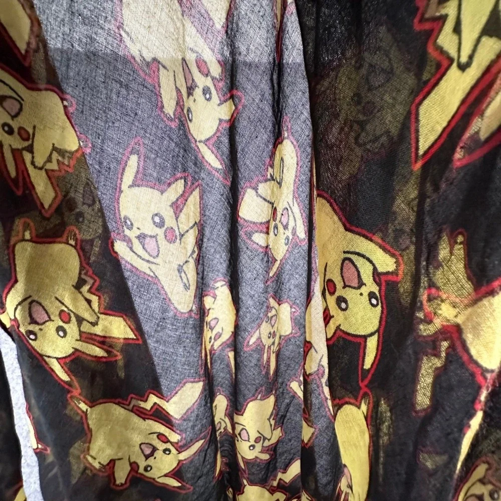 Pokemon Pikachu Scarf One Size Black Unisex Polyester Gauze Wrap 72x42